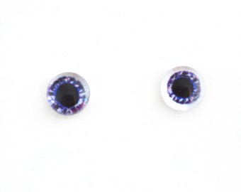 6mm mousseux violet poupée des yeux de verre Cabochons - petits yeux en verre pour bijoux ou fabrication de poupée - lot de 2