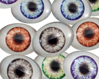 Doll Oval Glass Eyes Bulk Bundle - Choose Your Size: 13mm x 18mm, 18mm x 25mm, 30mm x 40mm - Wholesale Doll Making Eyes - Human Evil Eye Lot