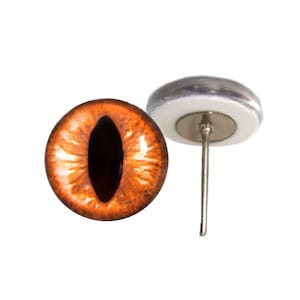 Amber Cat or Dragon Glass Eyes On Wire Pin Posts for Felt Doll Making and Other Crafts - Choose Your Size 6mm, 8mm, 10mm, 12mm, 14mm, 16mm