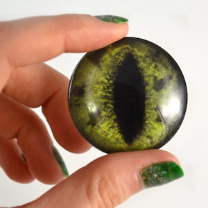 Green Alligator Handmade Glass Eyes 6mm to 40mm Jewelry Cabochon Art Doll Taxidermy Sculptures Polymer Clay Flat Domed Dragon Realistic image 6