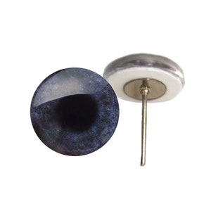 May include: A pair of black and blue glass eyes with a silver pin for attaching to a stuffed animal or craft project.