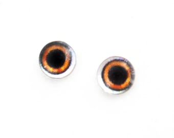 6mm Wide Brown Doll Glass Eyes Cabochons - Tiny Glass Eyes for Jewelry or Doll Making - Set of 2