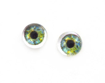 6mm Light Green Doll Glass Eyes Cabochons - Tiny Glass Eyes for Jewelry or Doll Making - Set of 2