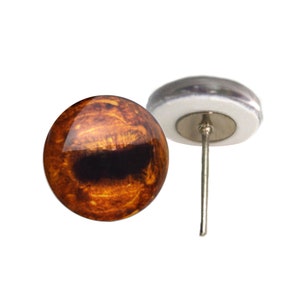 Realistic Amber Horse Glass Eyes On Wire Pin Posts for Needle Felting Doll Making - Choose Your Size 6mm, 8mm, 10mm, 12mm, 14mm, 16mm