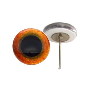Great Horned Owl Bird Glass Eyes On Wire Pin Posts for Doll Making and Crafts - Choose Your Size 6mm, 8mm, 10mm, 12mm, 14mm, 16mm