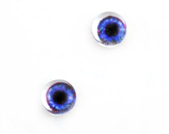 6mm Deep Blue Doll Glass Eyes Cabochons - Tiny Glass Eyes for Jewelry or Doll Making - Set of 2