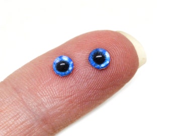 4mm Super Tiny Intense Dark Blue Doll Human Small Glass Eyes Human Taxidermy Art Sculpture Jewelry Making Paper Mache BJD Custom Set of 2