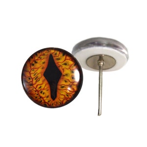 Fantasy Smaug Dragon Glass Eyes On Wire Pin Posts for Needle Felt Doll Making Supplies - 6mm 8mm 10mm 12mm 14mm 16mm - Glass Dragon Eyes