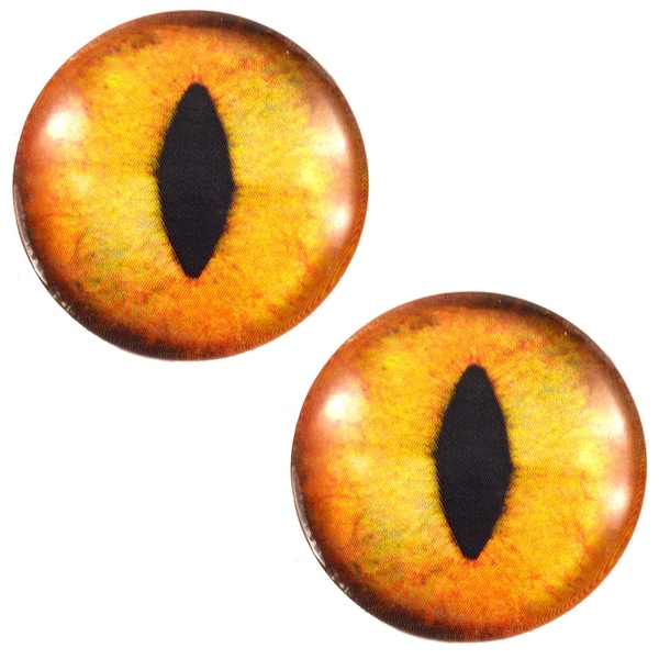 Réaliste Orange Cat Glass Eyes - Choisissez votre taille - Bijoux Fabrication de poupées d’art Taxidermie Sculptures Eyeball Flatback Domed Animal Craft Supply