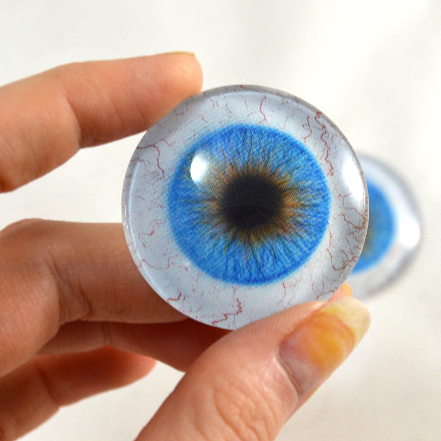 14mm Pair of Blue Human Blythe Glass Eyes, for Jewelry Making, Dolls,  Sculptures, More
