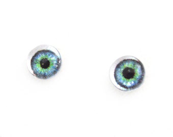 6mm Green Doll Glass Eyes Cabochons - Tiny Glass Eyes for Jewelry or Doll Making - Set of 2