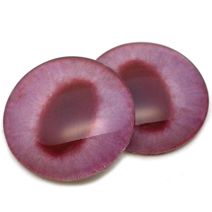 May include: Two round, sheer, purple fabric circles with a darker, burgundy-colored center. The fabric has a slight sheen, and the edges are neatly finished. The circles are arranged side by side against a white background.