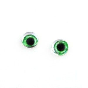Cabochões de olhos de vidro para boneca verde de 6 mm de largura - pequenos olhos de vidro para fazer joias ou bonecas - conjunto de 2