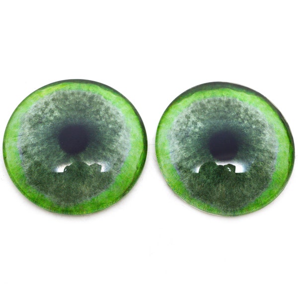 Jade Jaguar Glass Eyes Sizes 6mm - 40mm Jewelry Cabochon Art Doll Animal Taxidermy Sculptures Polymer Clay Flat Domed Green Realistic Round