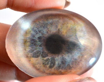 Blue Human Moving Animated Glass Eyes Holographic Oval Cabochons Jewelry Art Doll Taxidermy Sculpture Spooky Halloween Supply Following Eyes