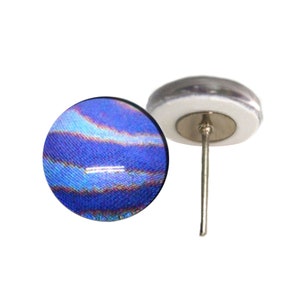 Blue Striped Horsefly Glass Eyes On Wire Pin Posts for Felt Doll Making & Other Crafts - Choose Your Size 6mm, 8mm, 10mm, 12mm, 14mm, 16mm