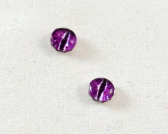 6mm Purple Dragon Eye verre Cabochons - yeux pour poupée ou fabrication de bijoux en verre - lot de 2