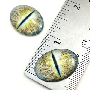 Yellow and Blue Crackle Dragon Oval Glass Eyes Choose Your Size: 13mmx18mm, 18mmx25mm, 30mmx40mm Art Doll Eyes Fantasy Sculpture Flat image 4