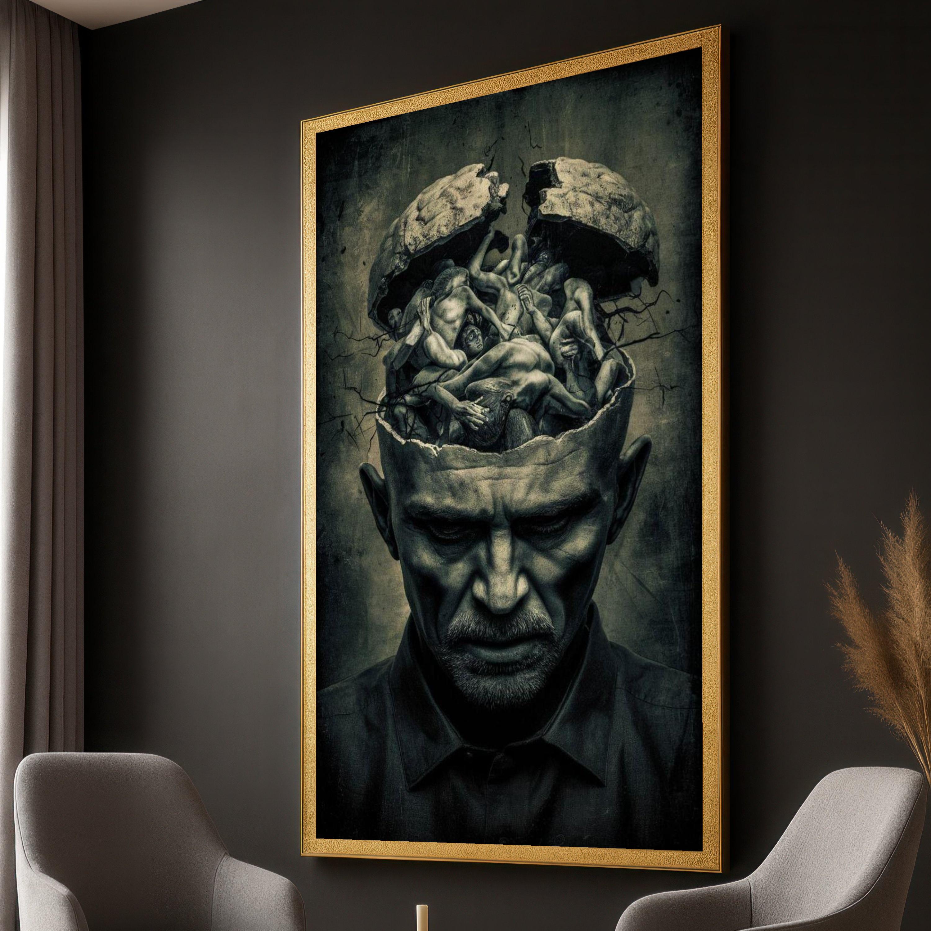 Surreal Human Mind Canvas Art: Abstract Expressionism Home Decor