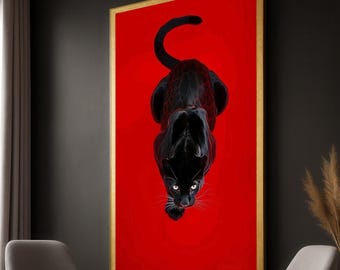 Arte em tela do Pantera Negra: vida selvagem, felino exótico, pronto para pendurar