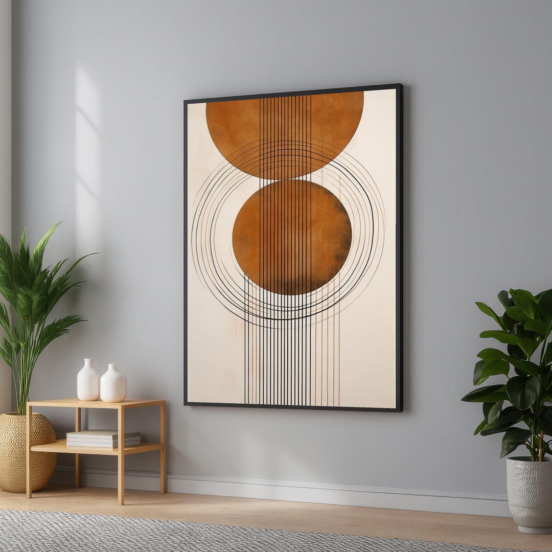 Geometric Canvas Wall Art: Minimalist Brown & Black Abstract Print - Etsy