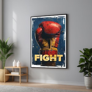 Vintage Boxing Glove Canvas Art: Motivational Sports Gym Decor