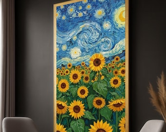 ゴッホのひまわり畑のキャンバスプリント：印象派の風景画 - Etsy 日本