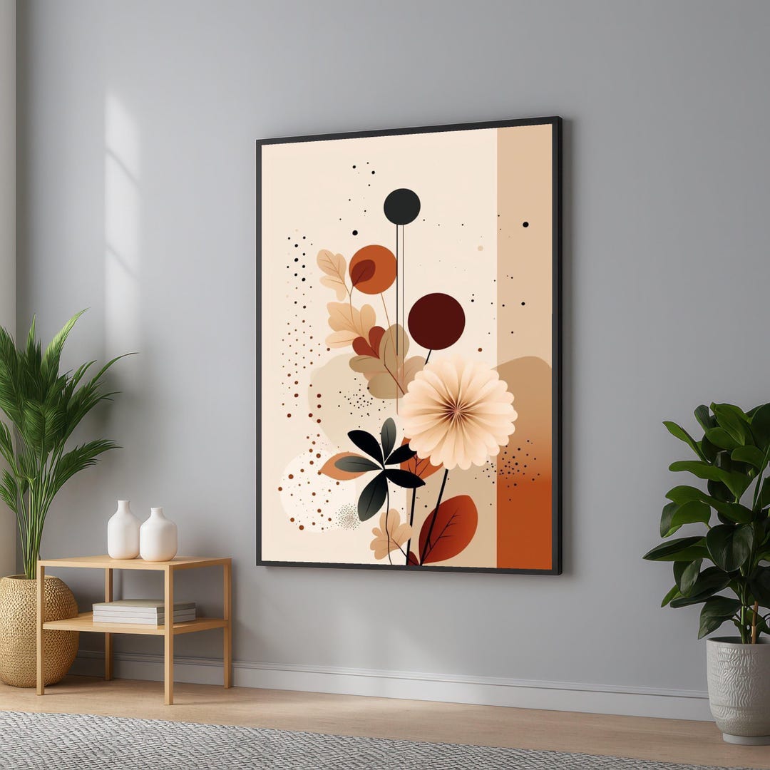 Abstract Floral Canvas Print: Earth Tone Botanical Wall Art - Etsy New ...