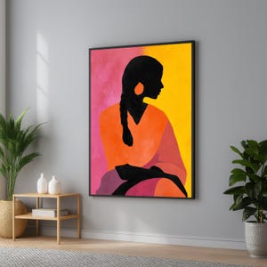 Colorful Female Silhouette Canvas Art: Modern Abstract Portrait
