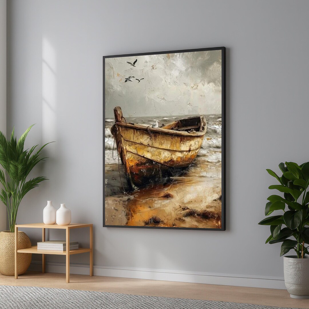 Rustic Wooden Boat Canvas Print: Coastal Nautical Wall Art - Etsy