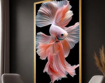 Elegante lienzo de pez betta: decoración de pared de pez luchador siamés