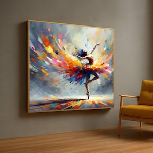 Abstract Ballet Dancer Canvas Art: Colorful Modern Wall Decor