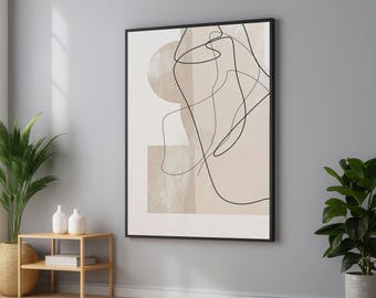 Minimalistisch canvas met abstracte lijnen: modern geometrisch muurdecor