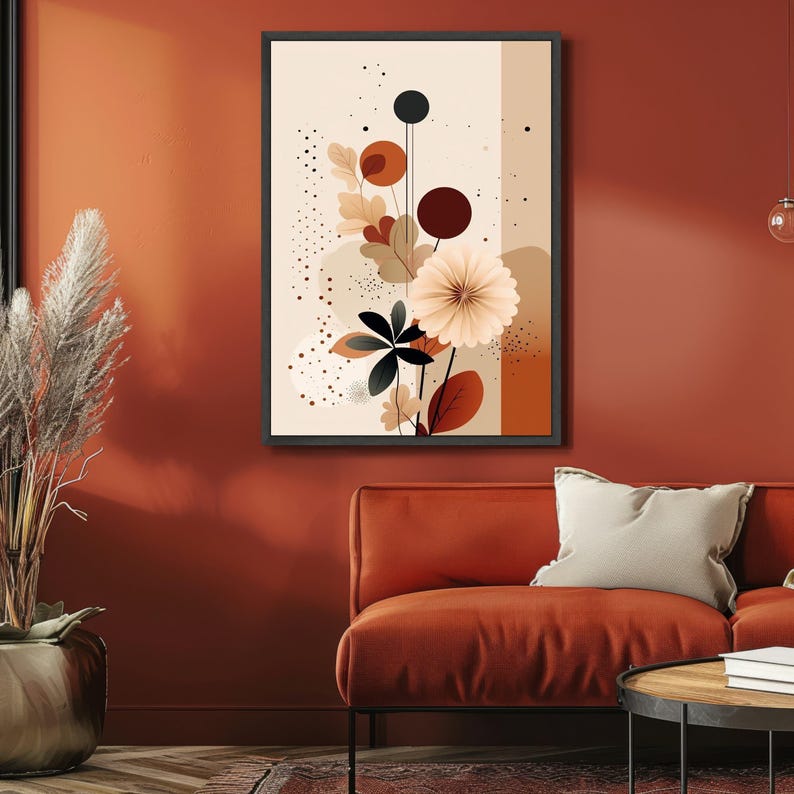Abstract Floral Canvas Print: Earth Tone Botanical Wall Art - Etsy New ...