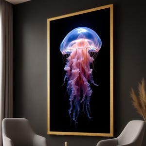 Illuminated Jellyfish Canvas Art: Ethereal Ocean Life Wall Decor