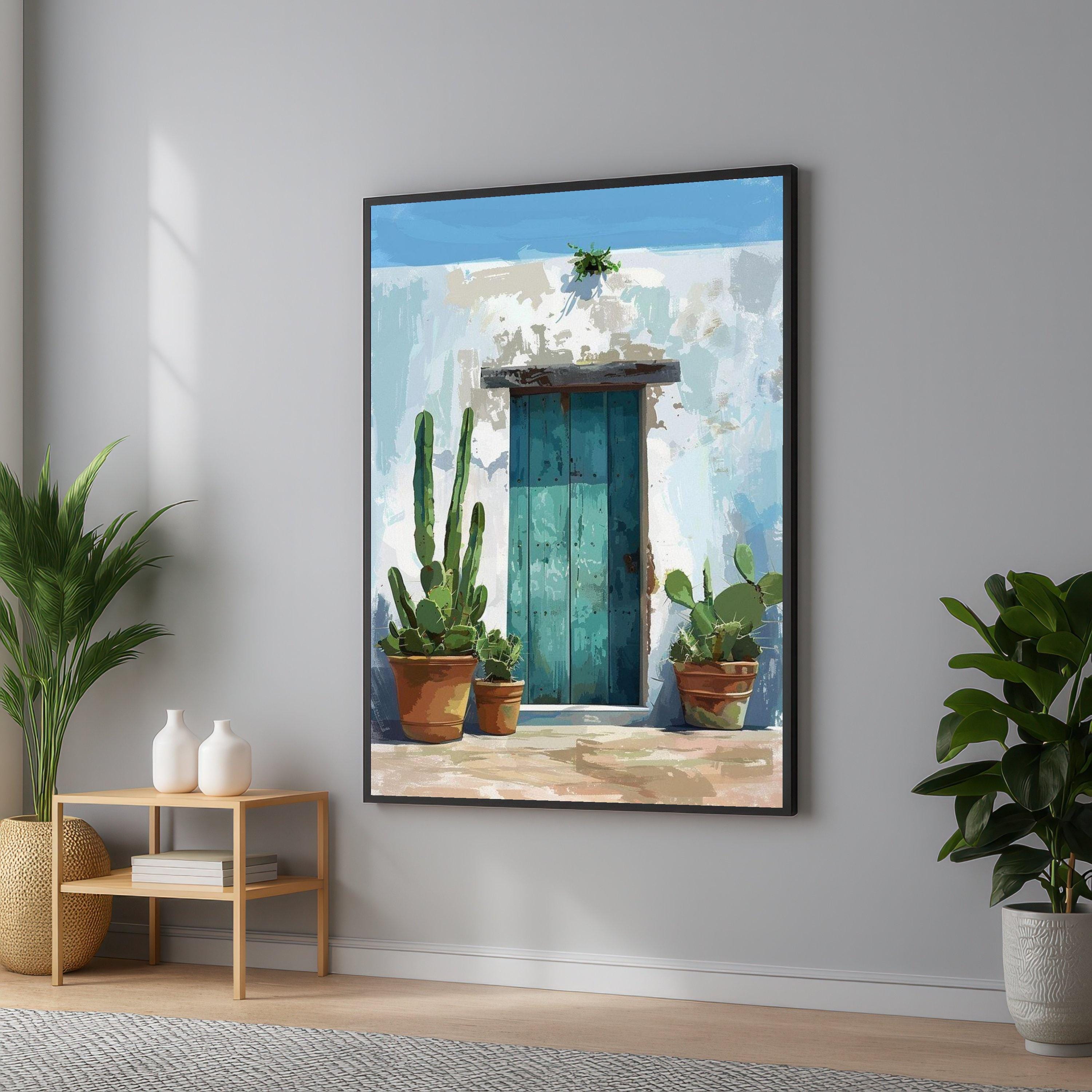 Rustic Blue Door Canvas Art: Desert Cactus, Southwestern Decor - Etsy