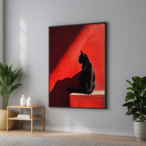 Black Cat Silhouette Canvas Art: Dramatic Shadow, Modern Home Decor