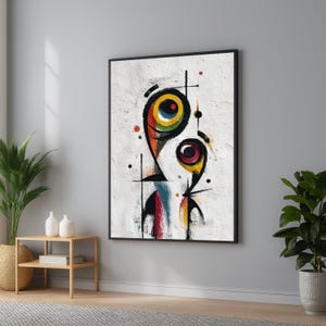 Abstracte kleurrijke vormen canvas muurkunst: modern geometrisch schilderij, klaar om op te hangen