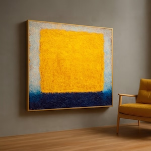 Abstrakte Kunst auf Leinwand, Gelb: Modernes geometrisches Wanddekor