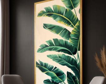 Banana Leaf Wall Art | Tropical Green Plant Canvas Print With Textured ...