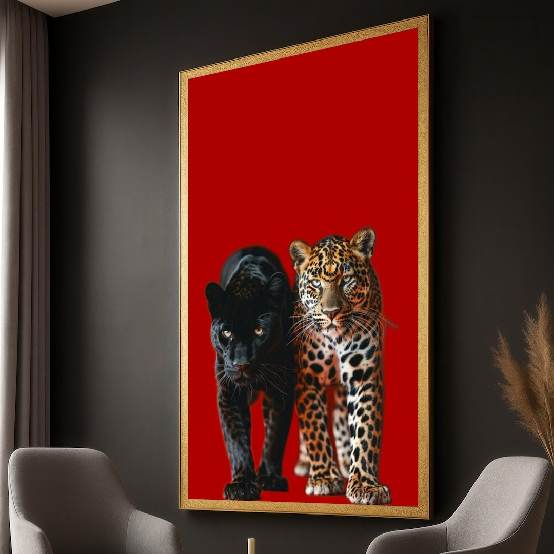 Black Panther & Leopard Canvas Print: Bold Jungle Cat Wall Art - Etsy