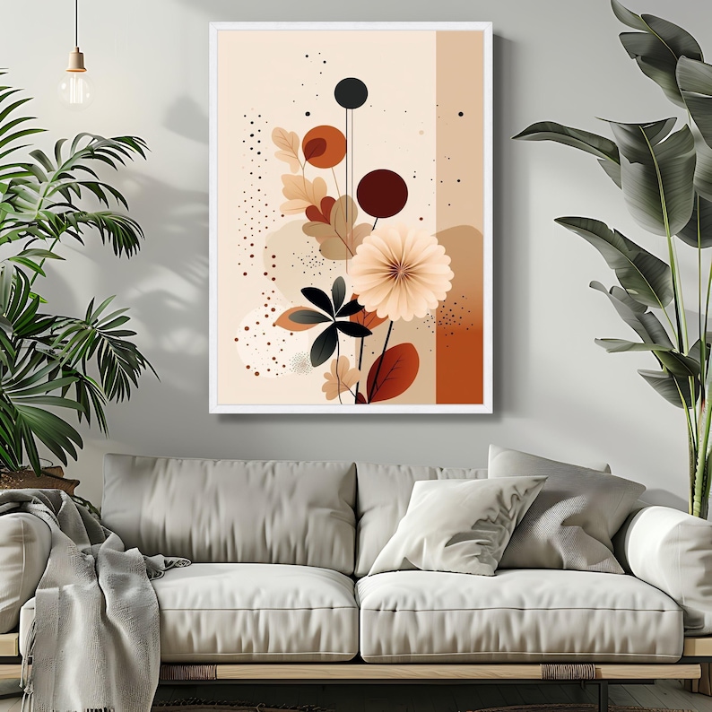 Abstract Floral Canvas Print: Earth Tone Botanical Wall Art - Etsy New ...