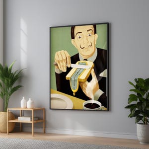 Surreal Melting Clock Canvas: Salvador Dali Style Wall Art