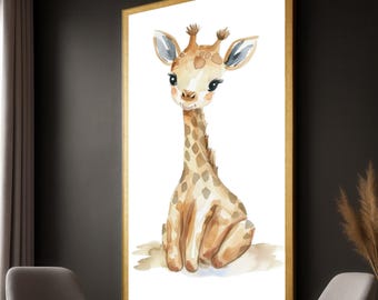 Watercolor Baby Giraffe Canvas Print: Nursery Wall Art, Ready to Hang