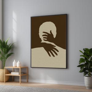 Abstract Embrace Canvas Print: Minimalist Silhouette Wall Art