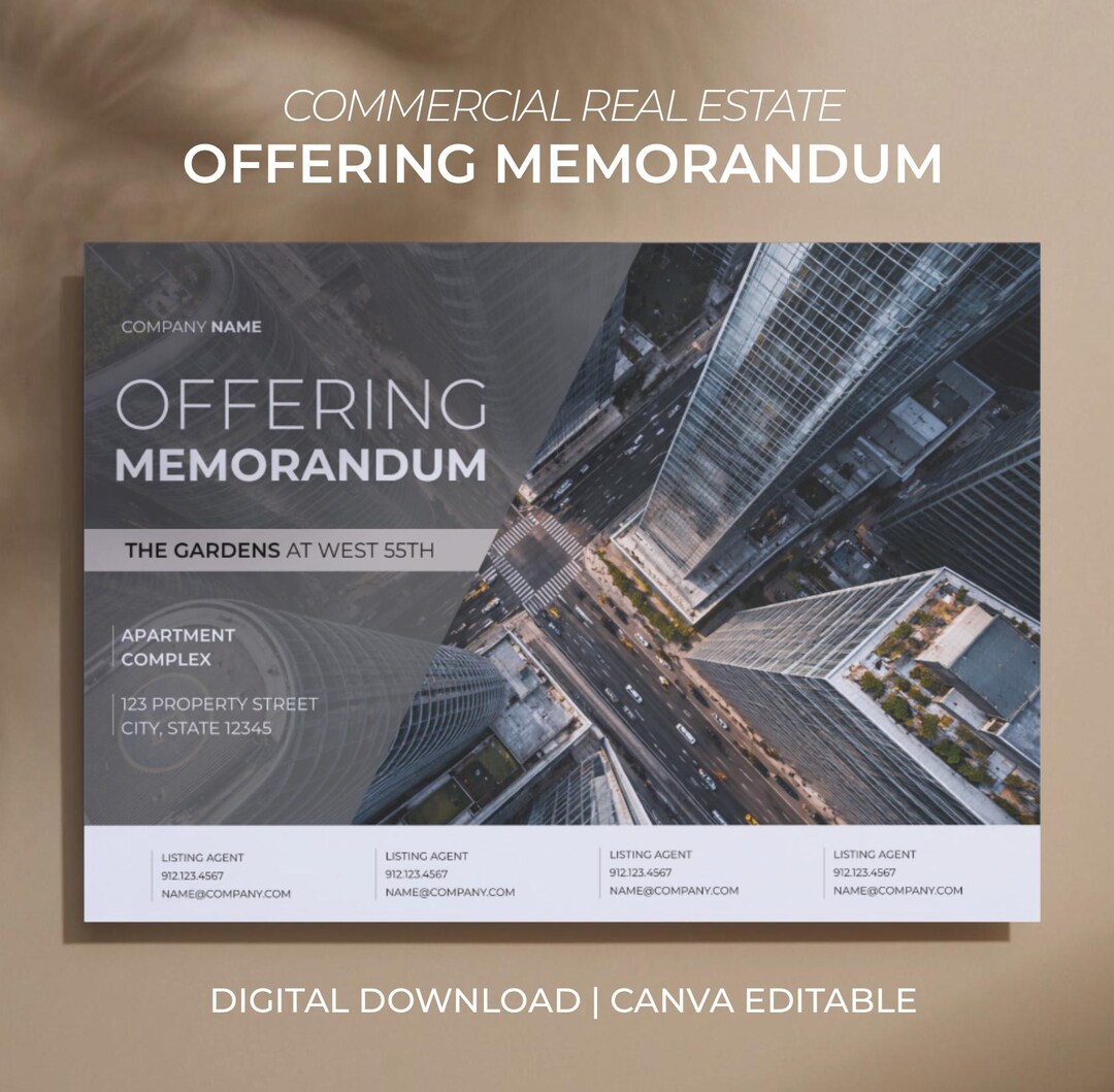 Commercial Real Estate Offering Memorandum Canva Digital Template