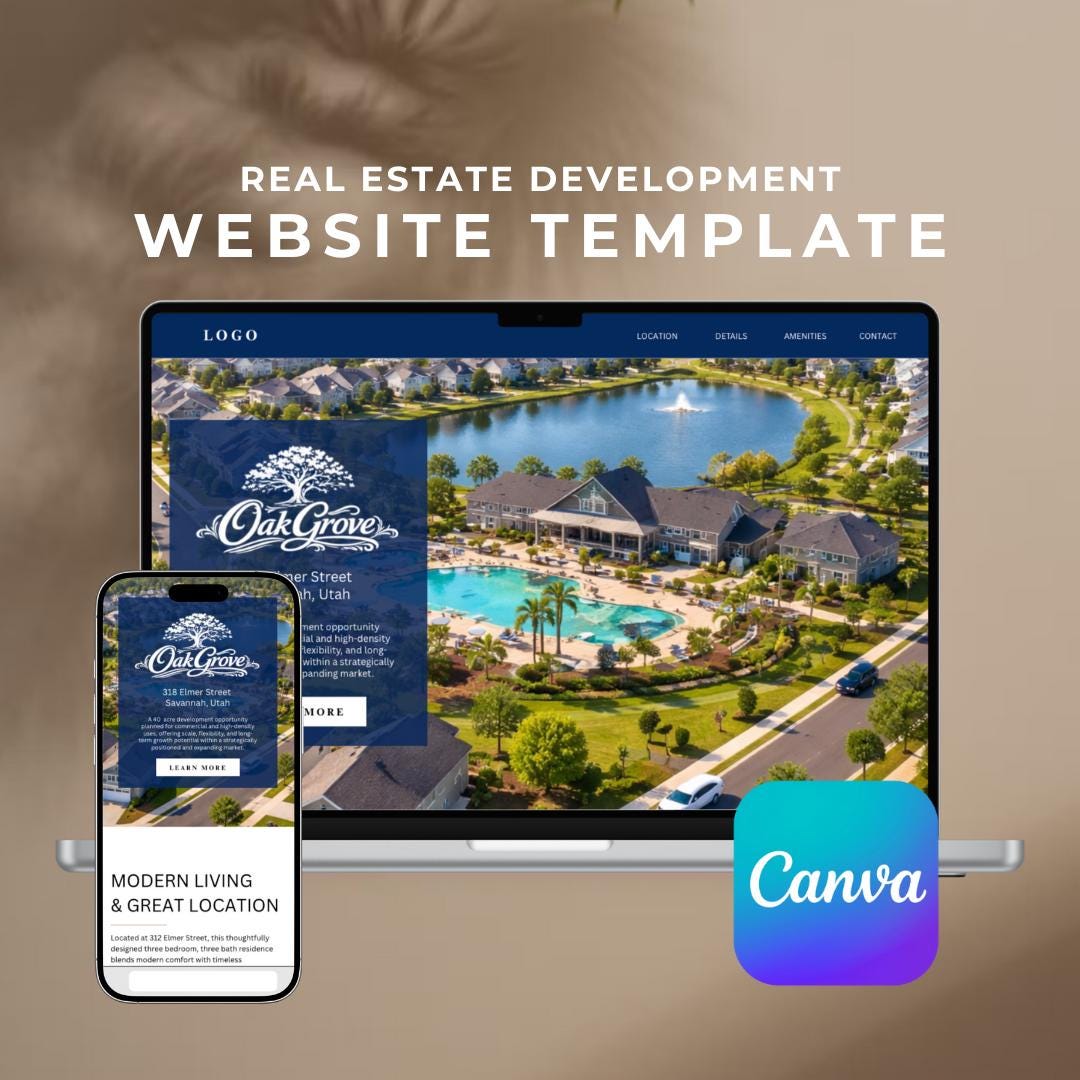 Real Estate Listing Landing Page Website Canva Template – 100% ...