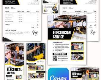 Elektriker Business Marketing Kit - Canva Templates (Digitaler Download)