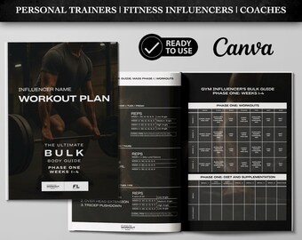 Fitness Coaching Packet Canva Vorlage: Trainings-, Diet & Nahrungsergänzungsmittel-Anleitung