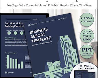 Business Report Template, 26+ Page Customizable Presentation (PPT & Canva Editable) - Graphs, Charts, Timelines